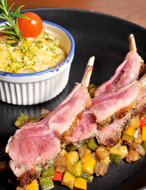 Grilled Lamb Chops with Mango Stir Fry